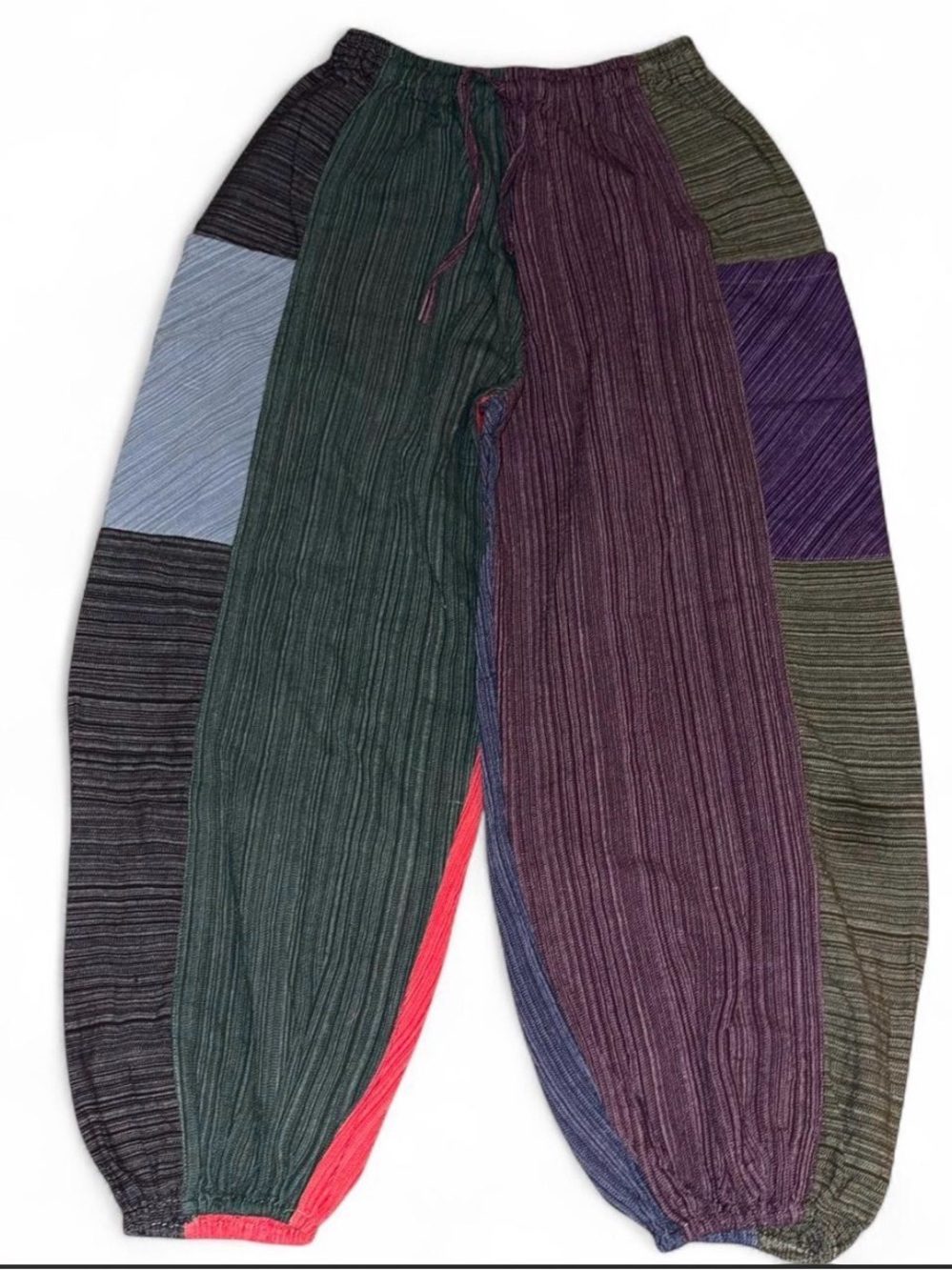 Colorblock Patchwork Ribbed Jogger Trousers - Multicolor